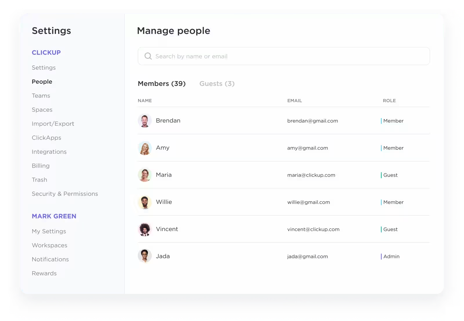 Workzuite permission settings screen